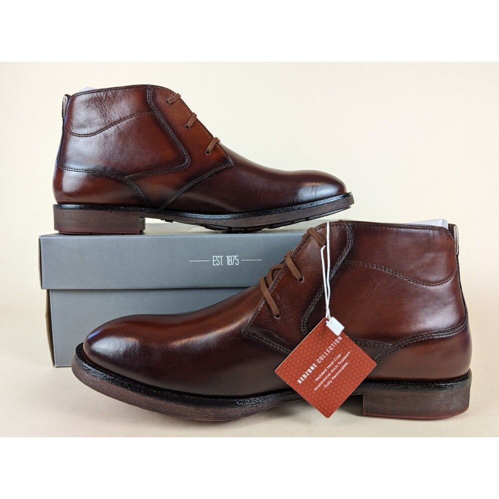 Stacy Adams Chukka Boot Mens 11.5 Kyron Cognac Brown Leather Plain Toe Shoes NWB